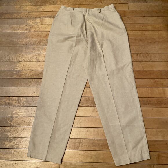 Liz Claiborne Lizsport Linen Blend Pants Women’s Size 14 Petite Beige Pleated - Picture 9 of 12